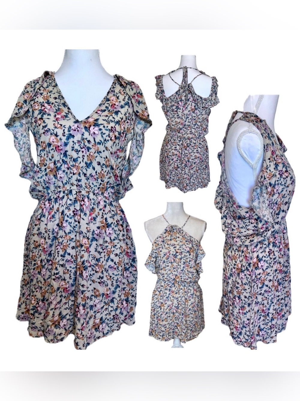 American Eagle Ditsy Floral Off the Shoulder Pockets Elastic Waist Sz Medium
